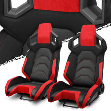 Pure Blackred Reclinable Pvc Car Racing Seats Pair Pure Series Wslider Lr
