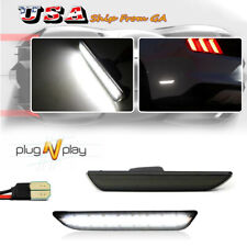 Upgrade White Led Side Marker Lights Rear For 2015-2020 Ford Mustang Smoked Lens