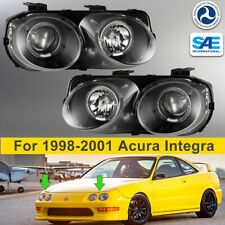 Headlights For 98-01 Acura Integra Projector Jdm Halo Black Clear Led Head Lamp