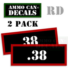 38 Ammo Decal Sticker Bullet Army Gun Safety Can Box Hunting 2 Pack .38 Rd