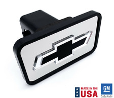Abs Mirrored Tow Hitch Cover W Black Chevy Bowtie Emblem - Fits 2 Receivers