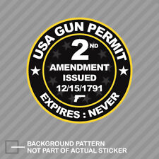 Black Usa Gun Permit 2nd Amendment Sticker Decal Vinyl 2a Gun Rights