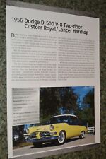 1956 Dodge Dart D500 Custom Royal Lancer Info Spec Sheet Photo Feature Print4