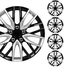 Set Of 4 - 16 Black Silver Two-tone Snap On Hubcaps Wheel Covers For Car Truck
