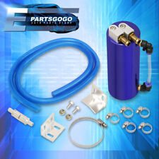 Universal Blue Cylinder Aluminum Oil Catch Can Reservoir Tank 350ml Hose Kit