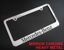 Mercedes Benz Text Chrome Metal License Plate Frame
