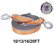 10131620ft Heavy-duty Car Tow Rope Cable Towing Strap With Metal Safety Hooks