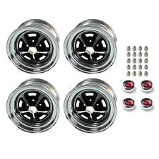 Magnum 500 Wheels Kit With Red Ford Crest Wheel Caps And Lug Nuts 15 X 7