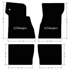 New Black Floor Mats 1968-1970 Dodge Charger Script Embroidered Logo Silver 4pc