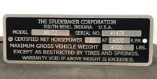 Studebaker Model Serial Number Data Plate Id Tag 1946 1947 1948 1949