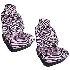 New Pink Black Zebra Animal Print High Back Seat Cover Pair - 2pc