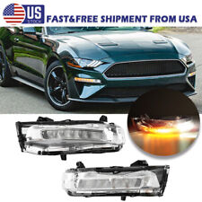 For 2018-23 Ford Mustang Led Drl Fog Light Clear Bumper Turn Signal Lamps 2pcs