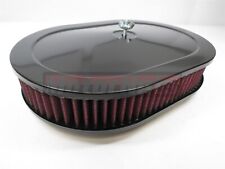 12 Black Coated Steel Oval Air Cleaner Washable Filter 4barrel Chevy Ford Mopar