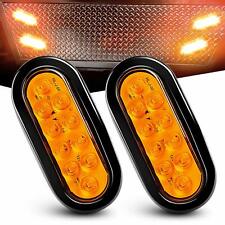 2 Amber 6 Oval Trailer Lights 10 Led Stop Turn Tail Truck Sealed W Grommet Plug
