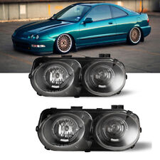 Projector Headlights For 1998-2001 Acura Integra Black Clear Lens Dual Headlamps