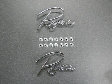 63 64 65 66 Buick Riviera Front Fender Script Emblem Pair W Nuts 1963 1964 1965