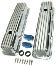 Retro Finned Polished Aluminum Tall Valve Covers Sbc 1958-86 Chevy 305 350 400