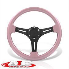 6-bolt Pink Jdm Aluminum Racing Drift Deep Dish Horn 14 350mm Steering Wheel