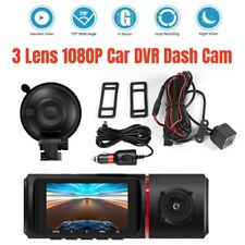 3 Lens 1080p Car Dvr Dash Cam Video Recorder Camera G-sensor Ips 170 Degrees Kit
