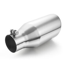 3 Inlet 5 Outlet 12 Long Bolt On Diesel Exhaust Tip Silver Stainless Steel