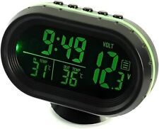 12v Digital Led Green Alarm Auto Electronic Car Clock Voltmeter Thermometer