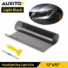 12x72 Glossy Headlight Taillight Fog Light Window Tint Film Light Black Uncut
