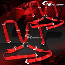 2x Universal 4-point 2 Nylon Strap Racing Harness Camlock Seat Beltbelts Red
