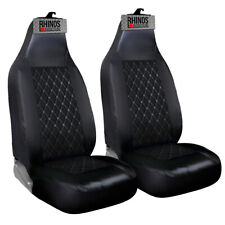For Fiat Fiorino Cargo - Luxury Black Quilted Diamond Leather Van Seat Covers