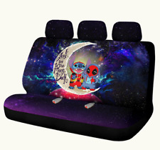 Cute Deadpool And Stitch Love You To The Moon Car Back Seat Cover Set