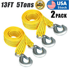 2pack 5tons Car Tow Cable Towing Strap Rope With Hooks Emergency Heavy Duty 13ft