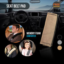 2pc Beige Seat Belt Pads Comforter Car Safety Soft Shoulder Strap Cover Cushion
