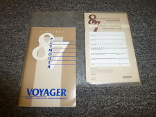 1987 Plymouth Voyager Minivan Owner Manual User Guide Le Se 2.2l 2.6l 3.0l V6