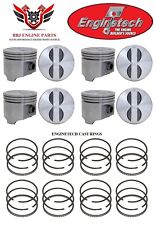 Chevy Chevrolet 283 Sbc Enginetech Flat Top Pistons 8 And Piston Rings 57 - 67