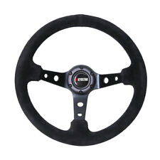 Kyostar Deep Dish Racing Steering Wheel 350mm 14 Suede Leather Brushed Spoke