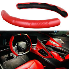 For Chevrolet Corvette Steering Wheel Cover Carbonred Leather Non-slip 1538cm