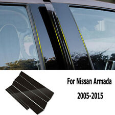 Fits Nissan Armada 2005-2015 6pcs Gloss Black Car Pillar Posts Door Window Trim