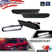 4pc Smoked Led Frontrear Side Marker Lights White Lamps For 10-15 Chevy Camaro