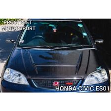 Econ Gt Carbon Fiber Hood For Honda Civic Es 2001-2004 Drilled Sport Type