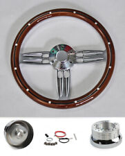 1965-1969 Mustang Mahogany Wood Grip Billet Steering Wheel 14 Double Barrel