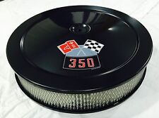 Chevrolet Air Cleaner Black 14 Round 4 Bbl White Filter 350 Decal New