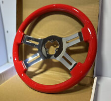 16 Red Steering Wheel 4 Spoke Chrome Peterbilt Kenworth Frightliner Volvo