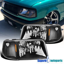 Fits 1993-1997 Ford Ranger Black 2in1 Style Headlights Corner Signal Lamps Pair