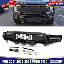 Front Bumper For 2021-2023 Ford F150 F-150 Gloss Black Raptor Style Wled Lights