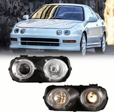 For 1994-1997 Acura Integra Headlights Projector Chrome Clear Bumper 94-97 Lamps
