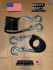 Coiled Safety Cable Set 84 10000 Lb. Replace Chains For Trailer Towing 2x