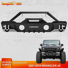 Stubby Front Bumper For 2007-2018 Jeep Wrangler Jk Unlimited W 2x D-rings