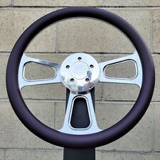 16 Inch Chrome Semi Truck Steering Wheel With Dark Purple Vinyl Grip - 5 Hole