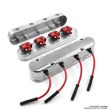 Chevy Ls 2pc Finned Vintage Hidden Coil Aluminum Valve Cover - Polished