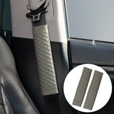 2pcs Car Auto Grey Leather Seat Belt Cover Shoulder Strap Pad Cushion Headrest