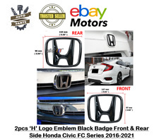 2 Pcs Front Rear Honda Logo Black Emblem Honda Civic Fc Series 2016-21